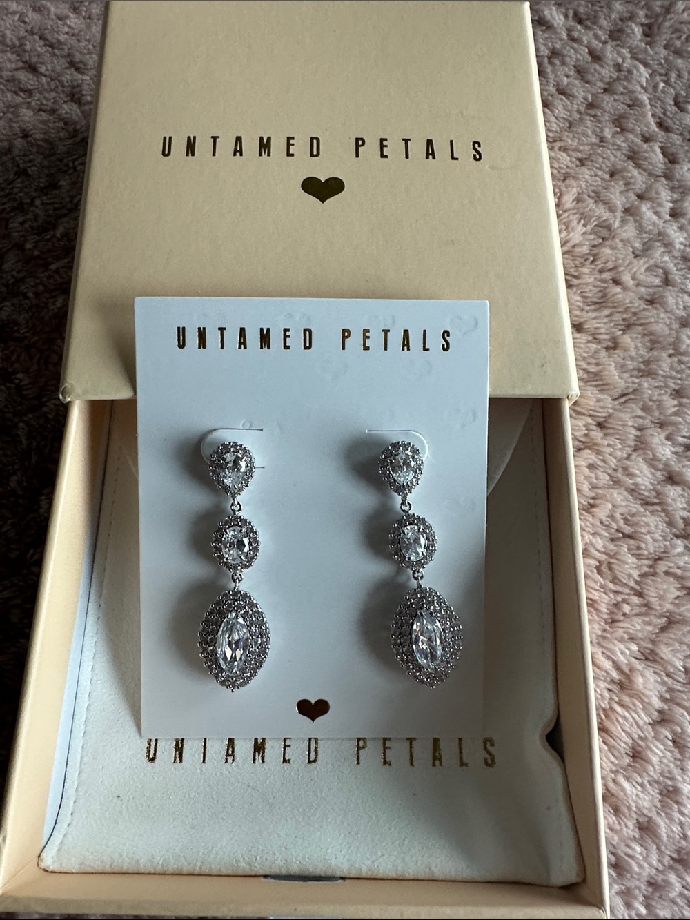 UNTAMED PETALS BY AMANDA JUDGE Silver Crystal Linear Drop Earrings